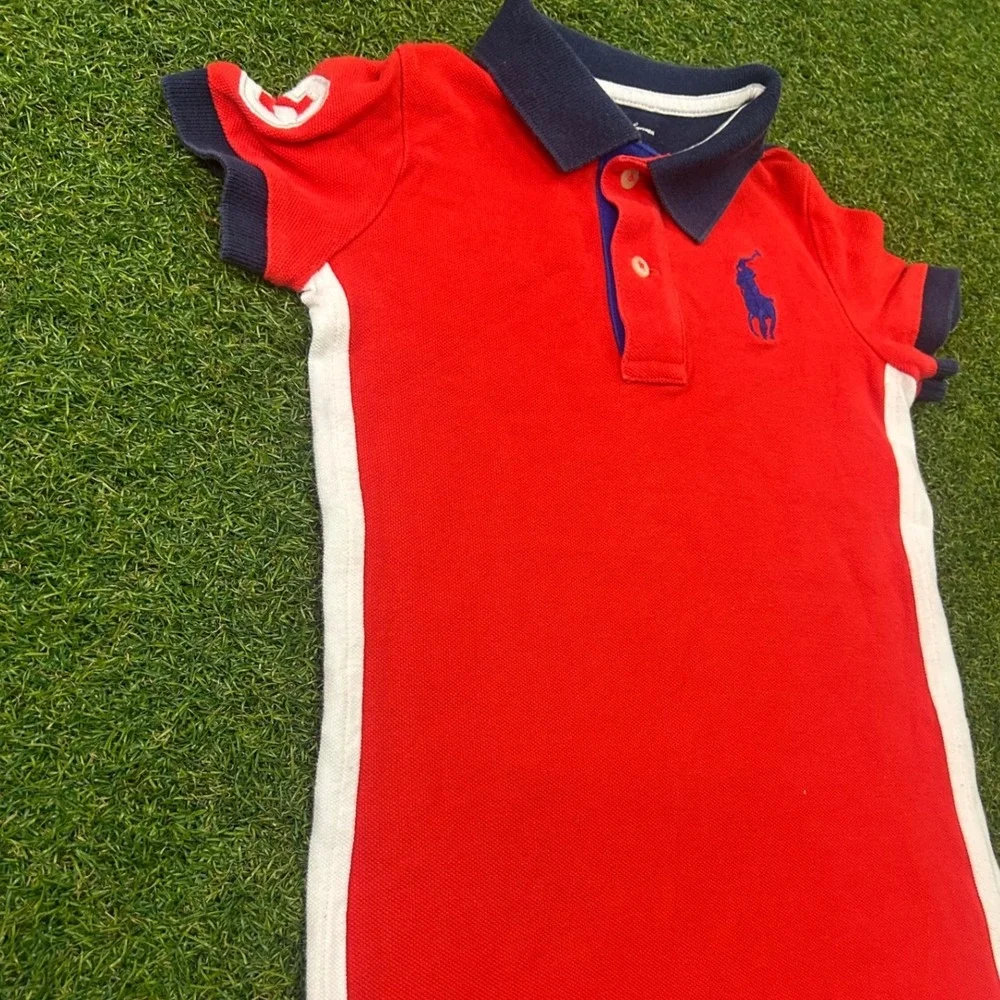 Polo Ralph Lauren Baby Boy Red Navy Blue Polo Romper One Piece 24M Sporty‎ Snap